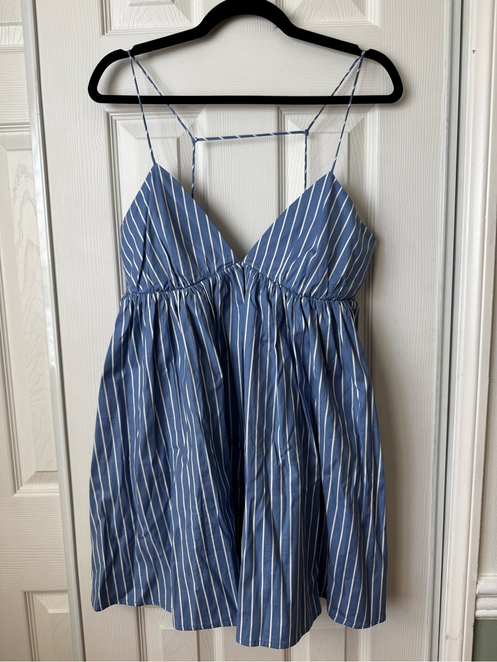 Reformation Blue and White Striped Spaghetti Strap dress
